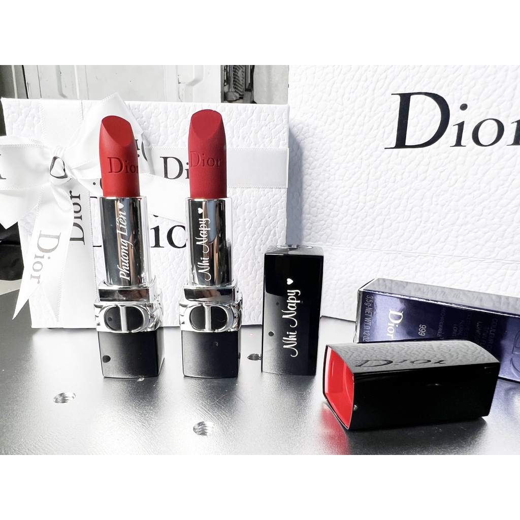 [Mẫu Mới 2021] Son Dior Rouge 999 Matte Màu Đỏ Tươi , satin, velvet full size tặng kèm FullBox Túi Hộp Hãng