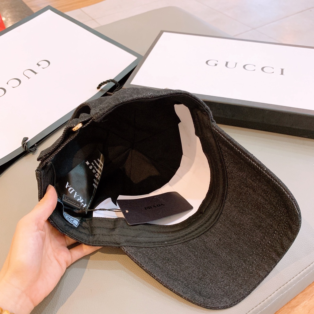 Mũ Lưỡi trai prada denim full tag về sẵn 2 màu đen, xanh phom siêu đẹp