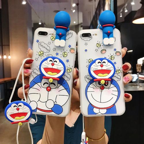 Ốp lưng iPhone X XR XS Max 8 7 6 6S Plus SE 2020 Cartoon cute Doraemon Soft TPU Case Cover+Stand+Lanyard