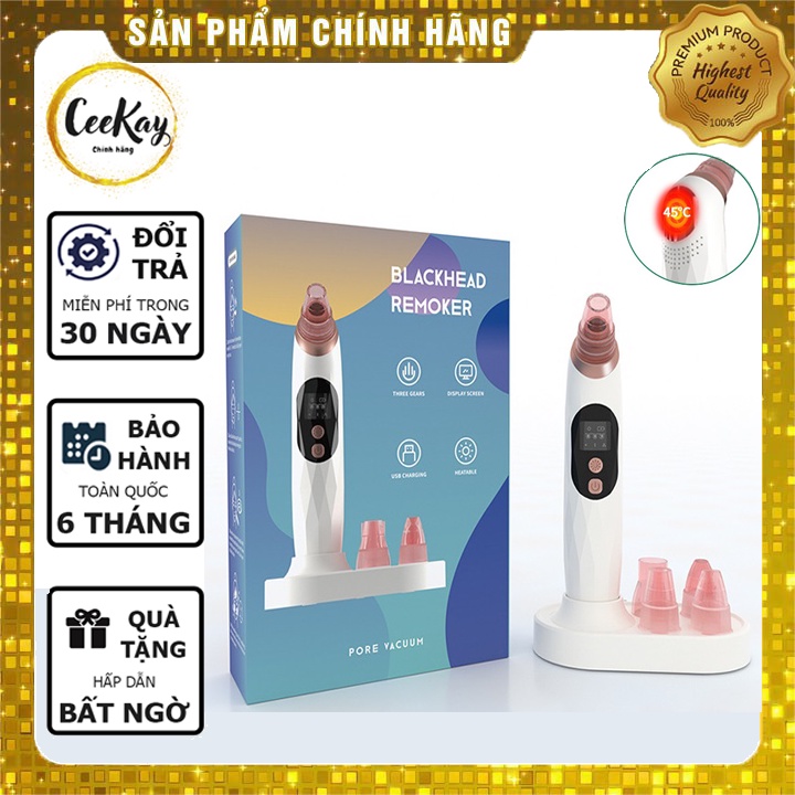 Máy hút mụn đầu đen (có đầu làm nóng) chính hãng CEEKAY- dụng cụ làm sạch lỗ chân lông giúp hút mụn cám, mụn đầu đen