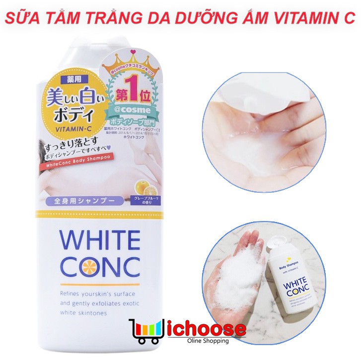 Sữa tắm trắng da dưỡng ẩm White Conc Body Vitamin C Nhật Bản 360ml