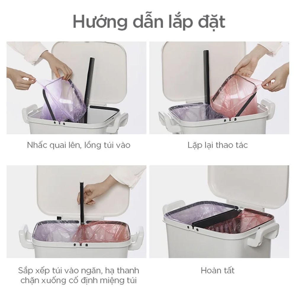 [FREESHIP] Thùng rác cao cấp FASOLA - Thùng rác 2 ngăn phân loại tiện lợi FSLRY-323