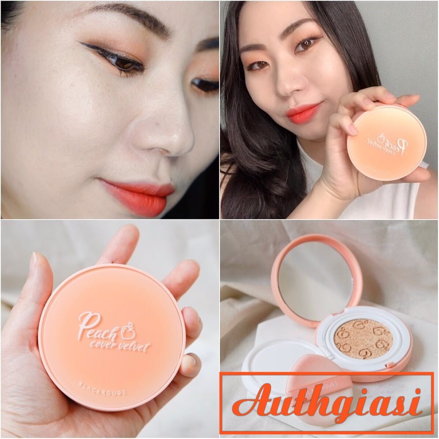 [Mã COS1111 giảm 8% đơn 250K] Phấn nước Black Rouge Peach Cover Velvet Cushion độ che phủ tốt giúp da mịn màng