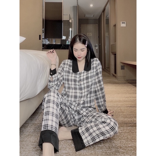 Đồ Bộ Pijama Nữ Lụa Mango Cao Cấp,Tay Dài Quần Dài,Hàng Thiết Kế,Chất Vải Mềm Mịn,Siêu Mát