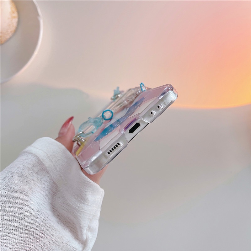 Ốp Điện Thoại Trong Suốt Chống Sốc In Hoạt Hình Dễ Thương Cho Samsung Galaxy Z Flip 4 Z Flip 3 Zflip 3 Kèm Dây Đeo Cho Samsung Z Flip 4 Flip 3