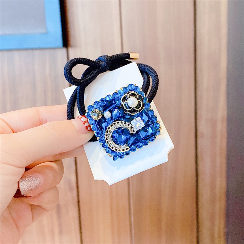 Dây Buộc Tóc Cao Su Co Giãn Đính Kim Cương Nhiều Màu Sang Trọng Cổ Điển Cho Nữ