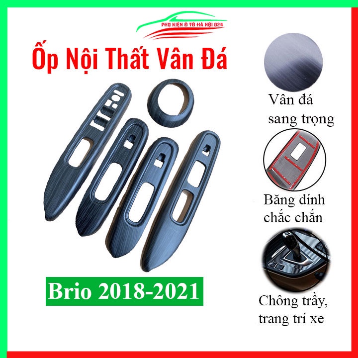 Bộ ốp nội thất Honda Brio 2018-2021 vân đá nhựa ABS trang trí làm đẹp nội thất ô tô
