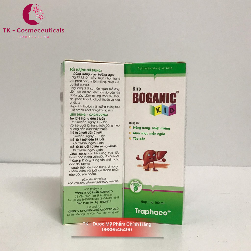 Siro Boganic Kid Hỗ Trợ Trẻ Khỏi Nóng Trong, Nhiệt Miệng, Táo Bón, Mụn Nhọt, Mẩn Ngứa - 100ml