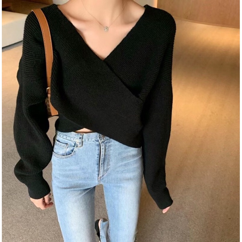 (Ảnh thật) Áo len dài tay vạt chéo Hàn Quốc loại 1 | BigBuy360 - bigbuy360.vn