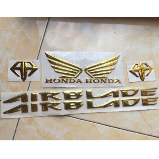 Bộ tem nổi dán xe airblade, tem nổi, lôg nổi, cánh chim nổi, tem vàng xe airblade, tem trang trí xe