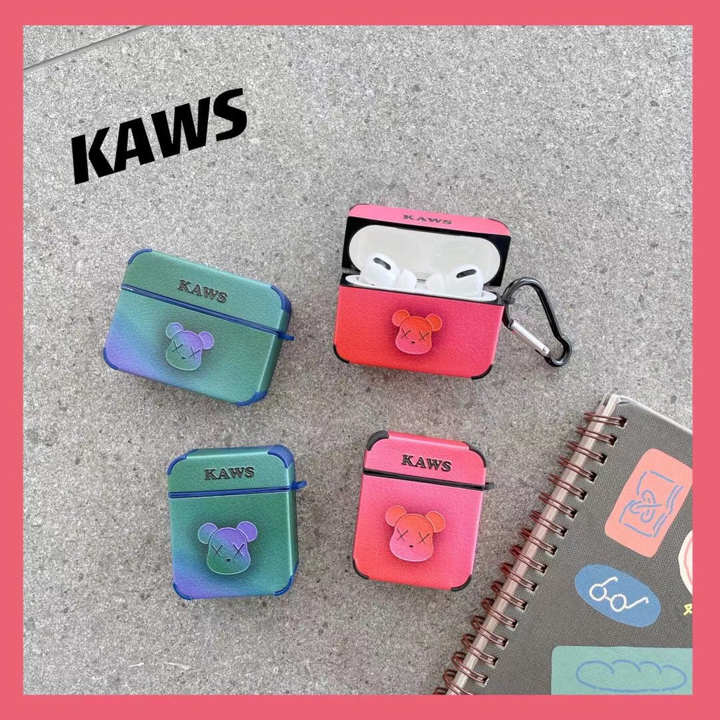 Vỏ Bảo Vệ Hộp Sạc Tai Nghe Airpods 1 / 2 / Pro Bằng Da Chống Rơi Hình Gấu Kaws | BigBuy360 - bigbuy360.vn