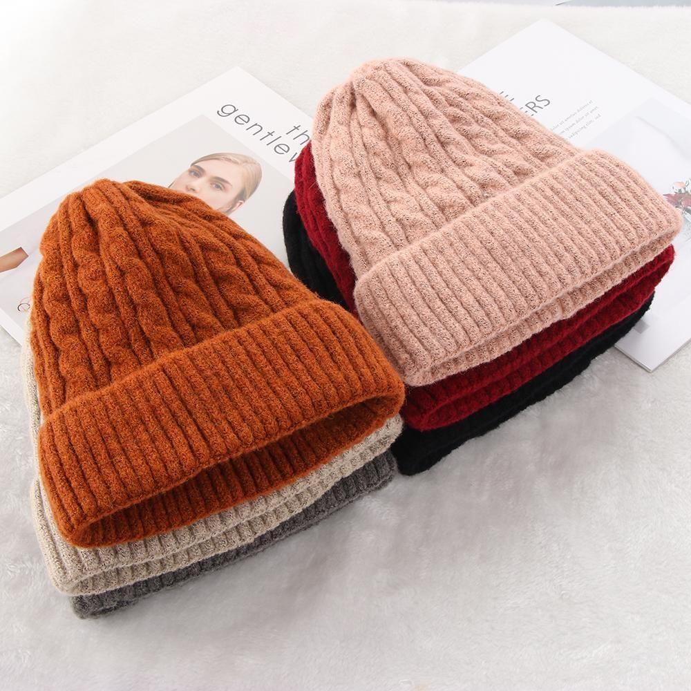 Mũ Len Beanie Màu Trơn Giữ Ấm Mùa Đông Hàng Mới