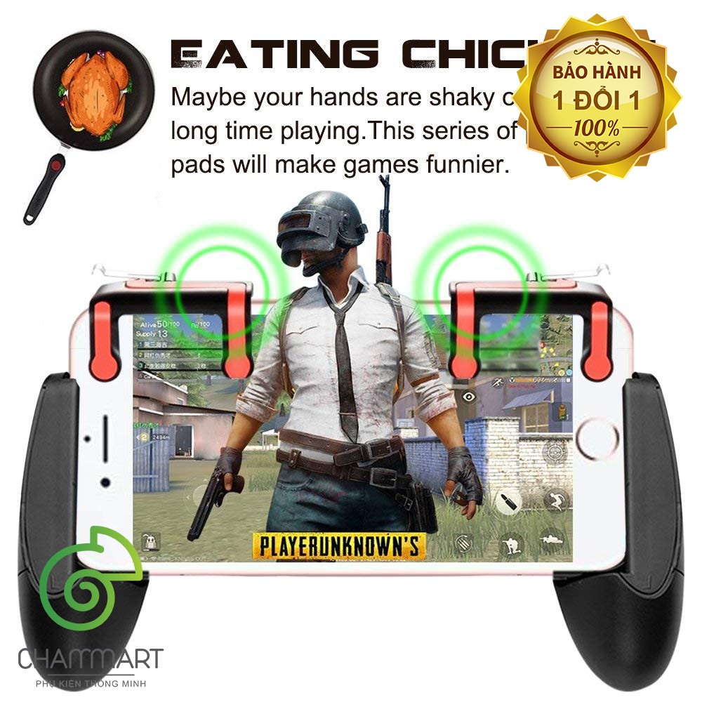 COMBO PUBG Tay cầm chơi game trứng + nút bấm chơi Pubg dòng MX cảm ứng đỏ phù hợp với nhiều loại điện thoại