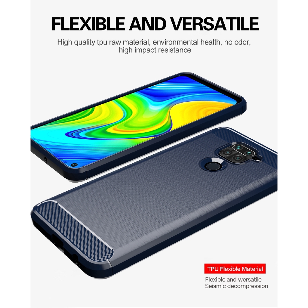 Ốp điện thoại tpu sợi carbon chống sốc dành cho Xiaomi Redmi 10X 4G