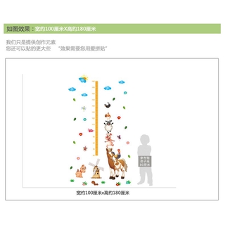 Decal dán tường đo chiều cao chó mèo lợn gà