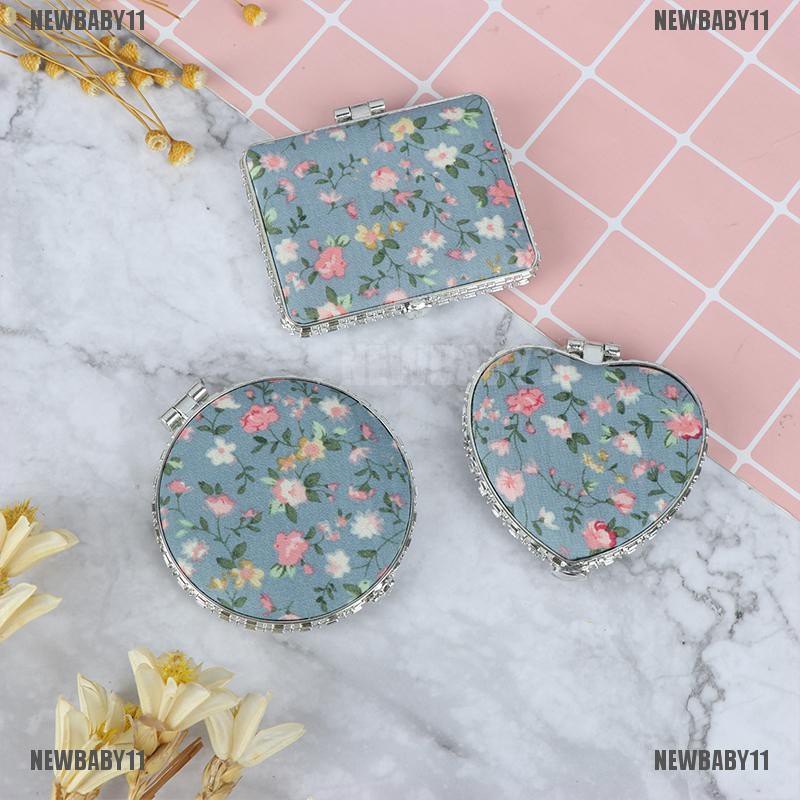 [NEWBABY11] Mỹ Phẩm Dạng Gập Mini Hai Mặt Họa Tiết Hoa Phong Cách Vintage