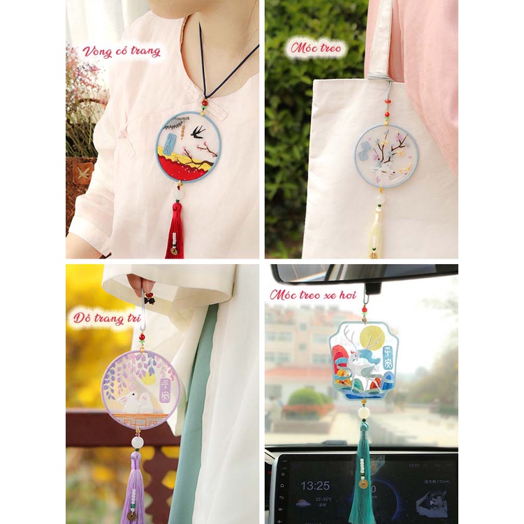 Kit DIY bộ tự thêu móc khóa trang trí Nhiều mẫu kiểu cổ trang