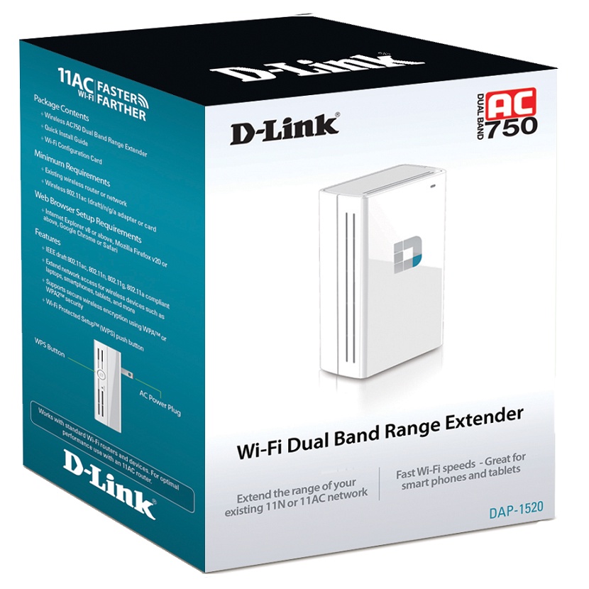 Bộ Kích Sóng WiFi Băng Tần Kép Chuẩn AC750Mbps DLink DAP1520 Range Extender , Hàng Mới Chính hãng BH24T