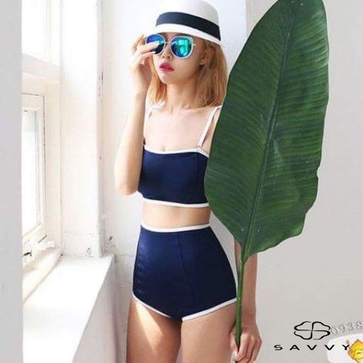 (Có Sẵn) Đồ Bơi, Áo Tắm, Bikini Biển 2 Mảnh Xanh Đen SAVVY Shop Cực Đẹp