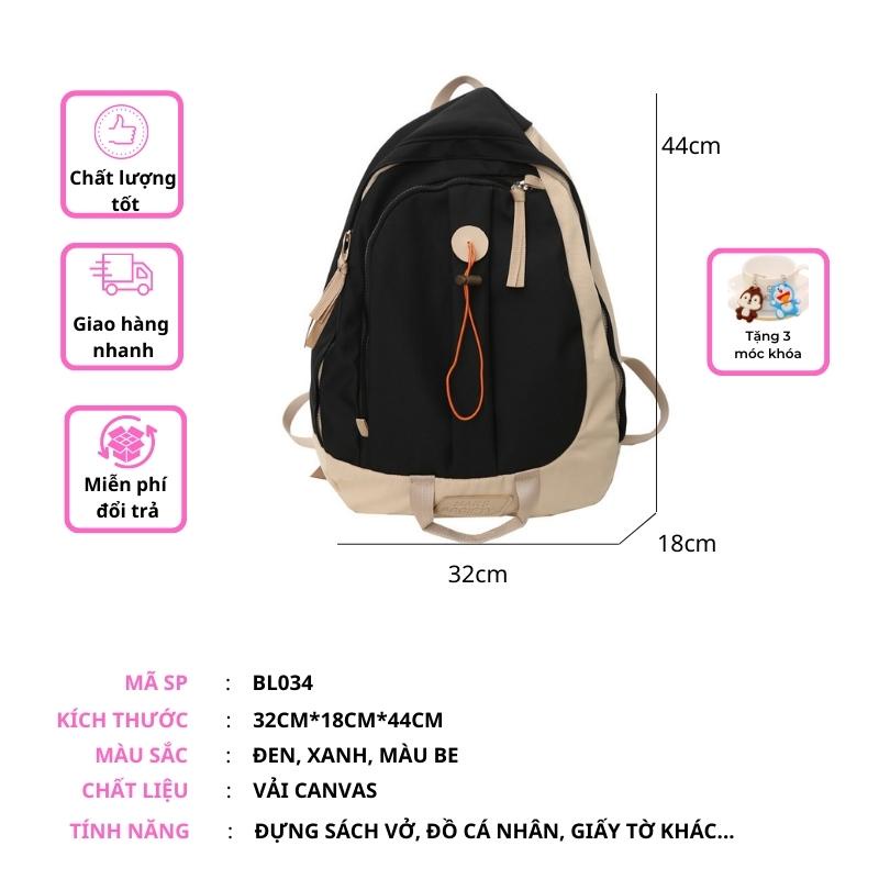 Balo ulzzang basic chống nước cặp nam nữ đi học giá rẻ thời trang Hàn Quốc vải canvas OLUKA STORE  BL034