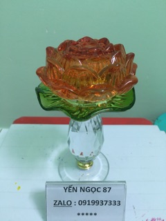 Đế đốt đèn hoa sen pha lê ( cao 15 cm )