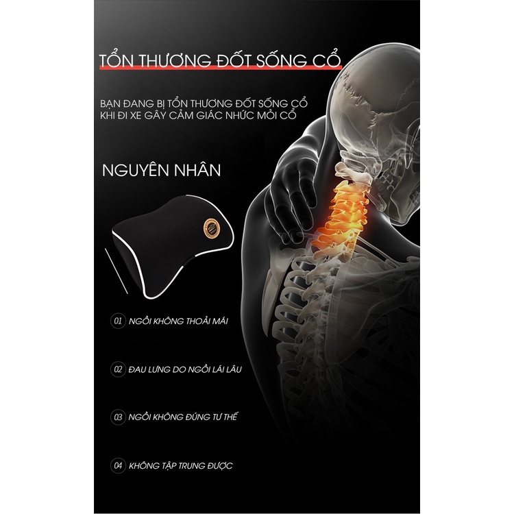 Gối tựa đầu và lưng cao su non ngồi ghế ô tô