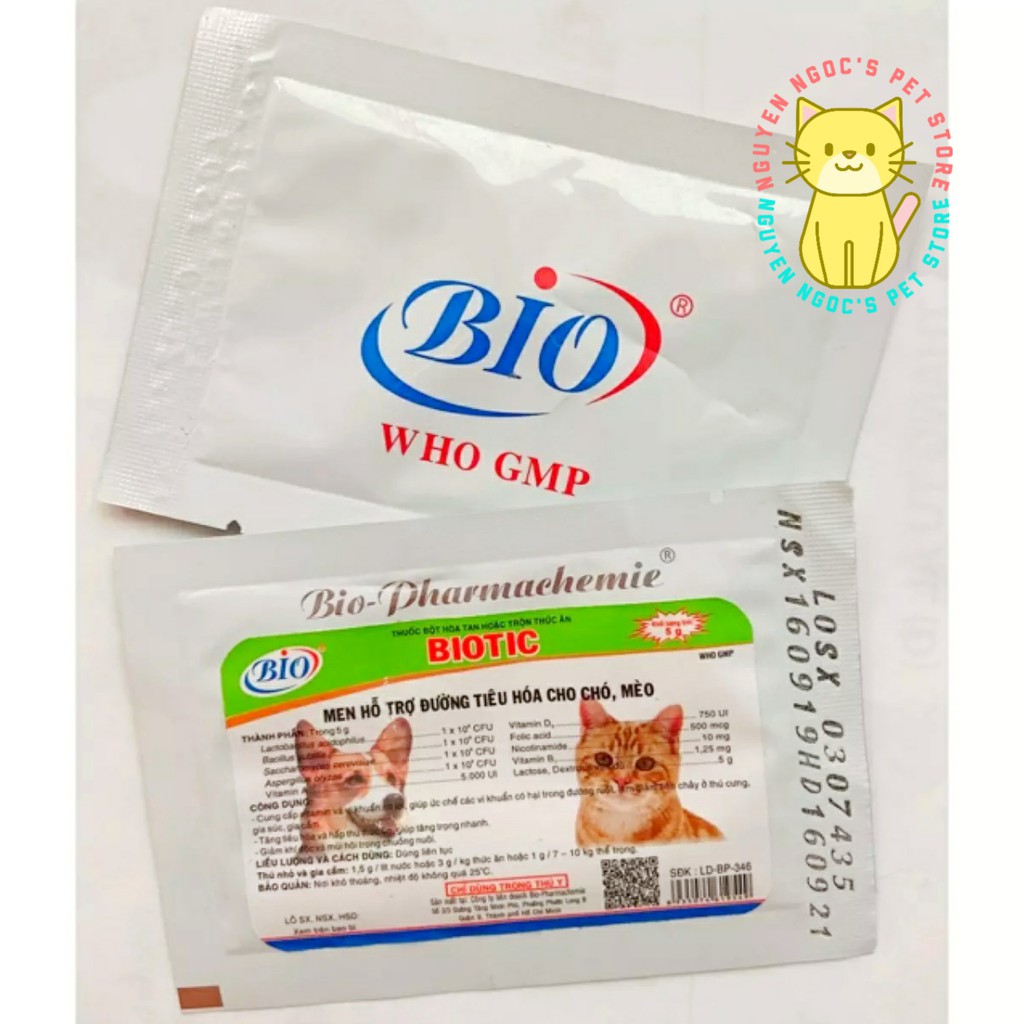 Men tiêu hóa cao cấp Bio Biotic cải thiện tiêu hóa cho CHÓ MÈO gói 5gram