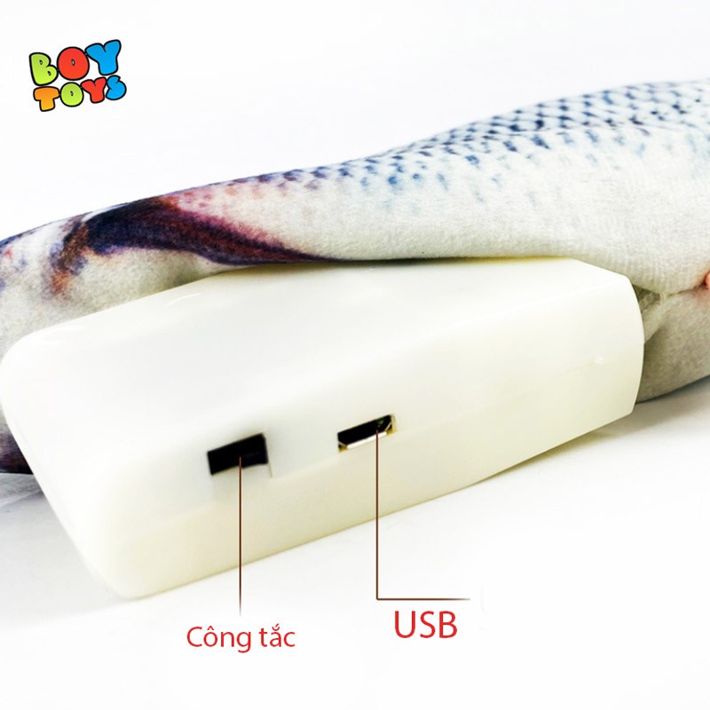 Gấu bông cá chép, cá trắm 3D cảm ứng có sạc USB dễ thương cho bé