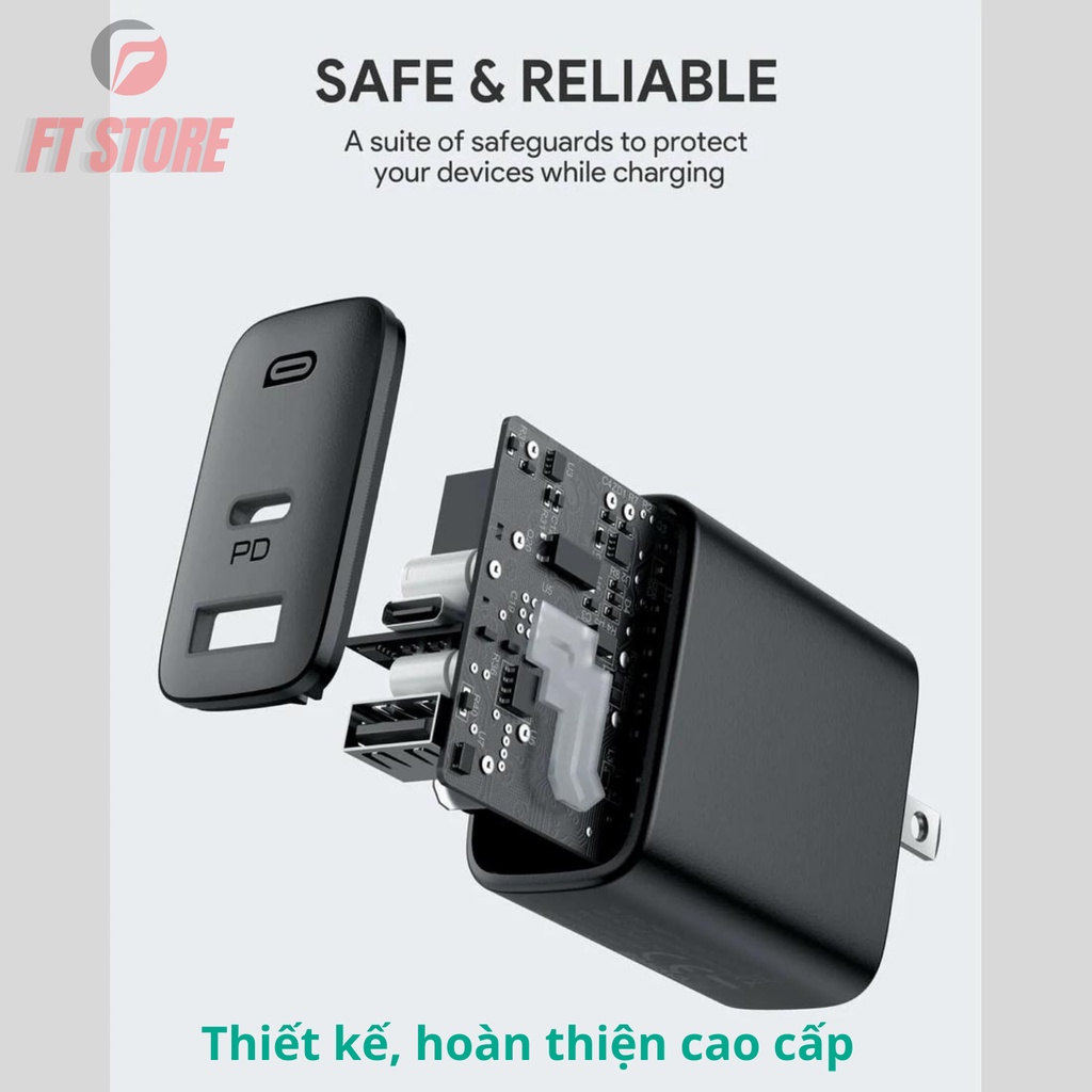 Củ Sạc Nhanh AUKEY 2 Cổng PA-F3S 32W, sạc nhanh PD, QC 3.0 dành cho thiết bị di động BH18T