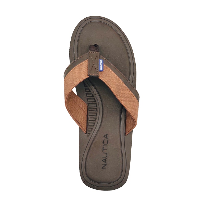 Dép Nam Nautica Latmon Logo-Embossed Thong Sandal - Brown/Tan