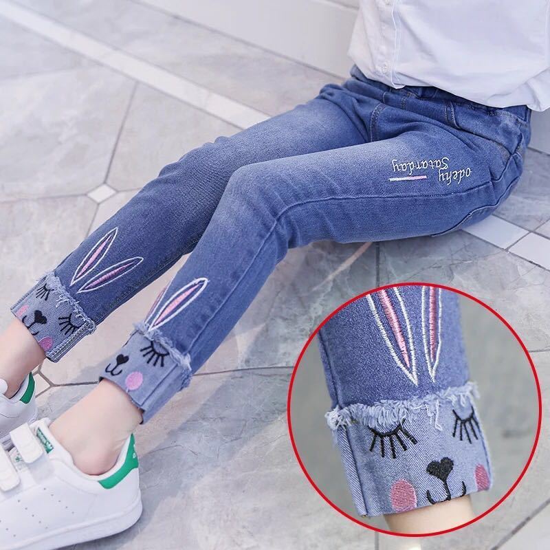 Quần Jeans Dài Thời Trang Xuân Thu Cho Bé Gái