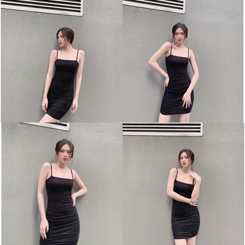 ĐẦM BODY HAI DÂY NHÚN SƯỜN PHONG CÁCH DỰ TIỆC