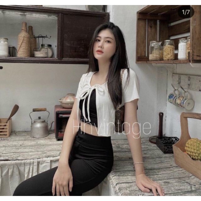 Áo cardigan tay ngắn bassic