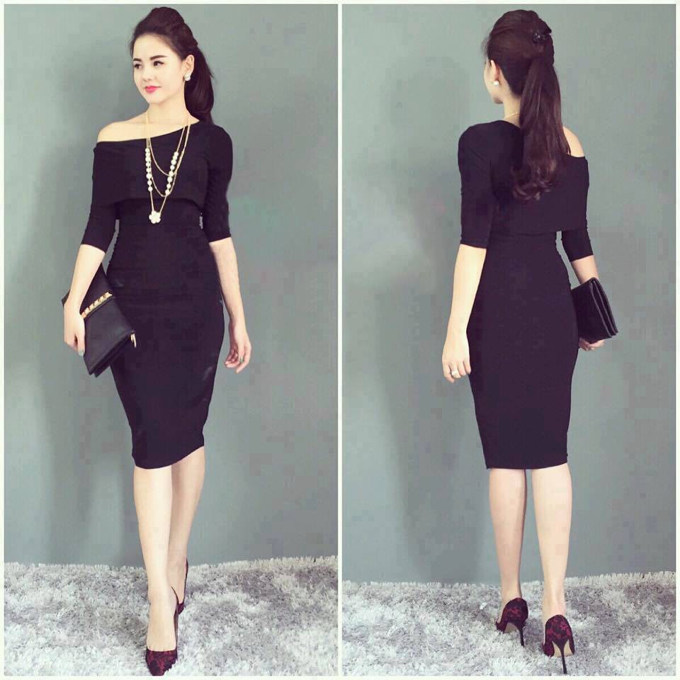 Váy Body Trễ Vai Tay Lửng