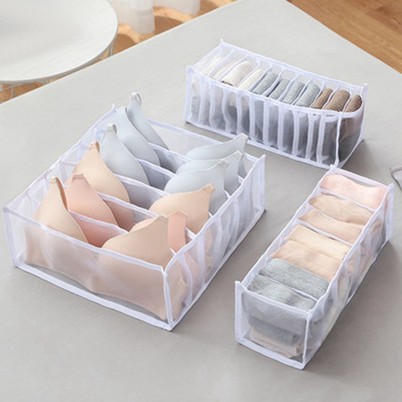Hộp đựng đồ lót quần áo chia ngăn, khay vải lưới sắp xếp tủ quần áo gọn gàng 88308
