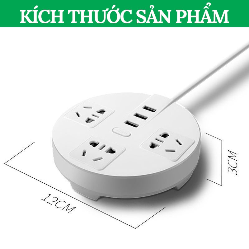 Ổ Cắm Điện Thông Minh Đa Năng Chống Giật, Tích Hợp 3 Cổng Cắm Sạc USB  Tiện Lợi HÌNH TRÒN VERSION 3 -  Gia Dụng Tý Tẹo