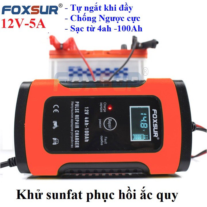 Máy khử sulfat ắc quy ,phục hồi dung lượng ắc quy, có chức năng sạc ắc quy đầy tự ngắt