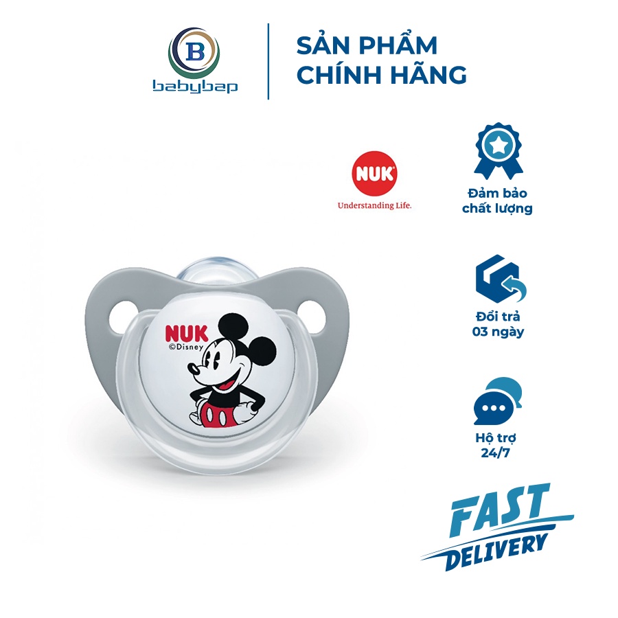 Bộ 2 Ti Giả NUK Sleeptime Silicone Plus (Mickey) An Toàn, Siêu Mềm Và Khó Rách