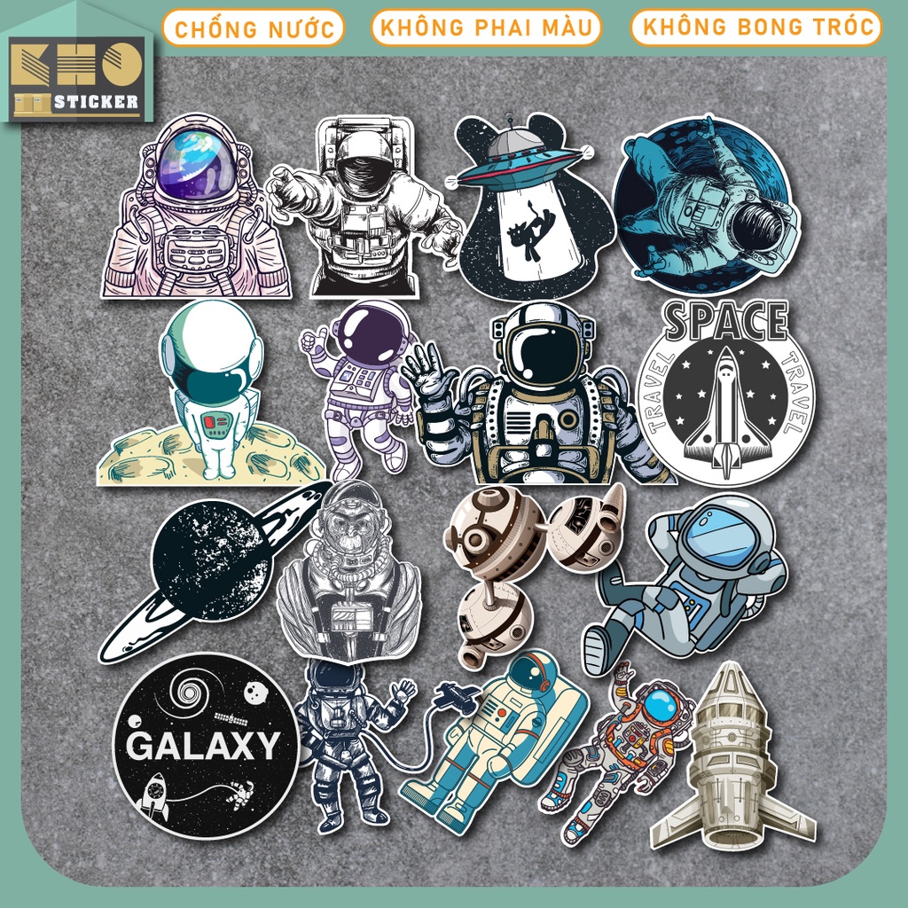 Combo 50 Sticker Phi hành gia chống nước sticker dán laptop, điện thoại, đàn guitar, mũ bảo hiểm, vali. MSP: ST25