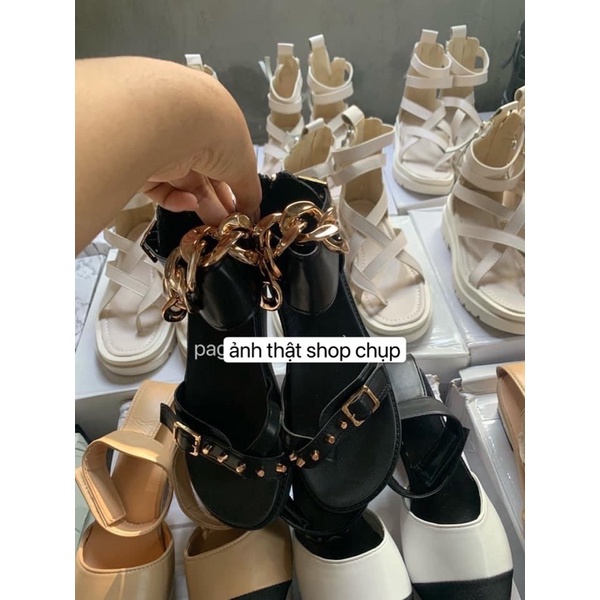 SANDALS NỮ ĐẾ PHẲNG QUAI XÍCH BẢN TO