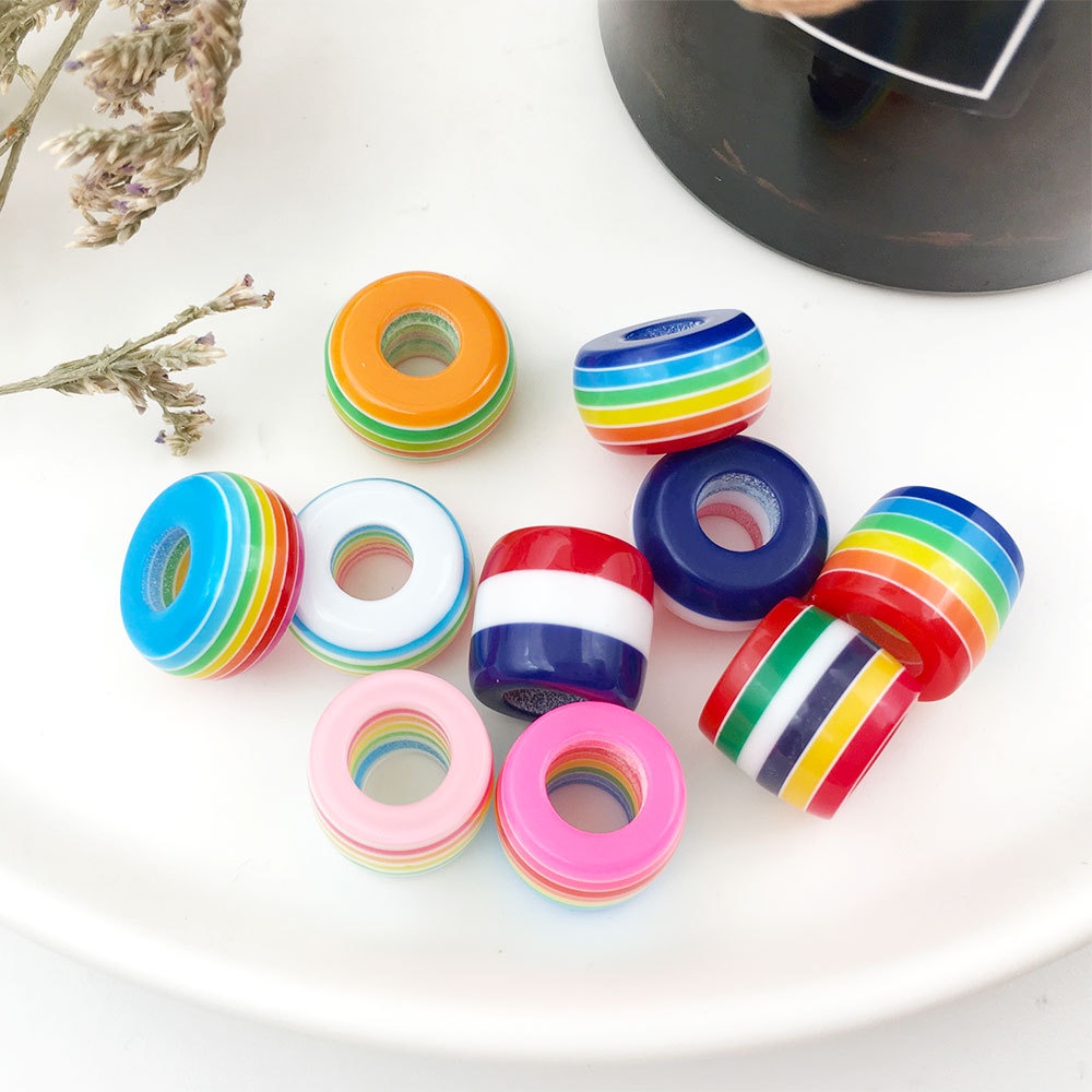 Set 5 hạt nhựa tròn 8*14mm nhiều màu sắc dùng làm phụ kiện vòng tay