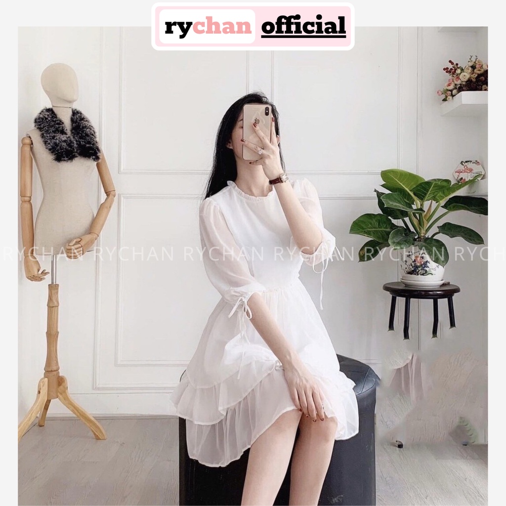 [ẢNH THẬT CUỐI] Đầm Xòe Trắng Tầng Babydoll Tay Phồng Lót Trong Dày Dặn - DX250