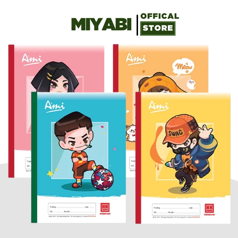 Vở ô ly hồng hà Ami - 80 trang - chống lóa - 1 quyển - 0515 - vở ô ly hồng hà cao cấp cho bé - MIYABI STORE