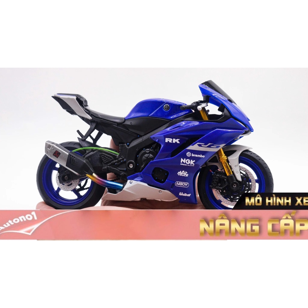 MÔ HÌNH XE YAMAHA R6 BLUE ĐỘ PÔ SC 1:12 AUTONO1 D159