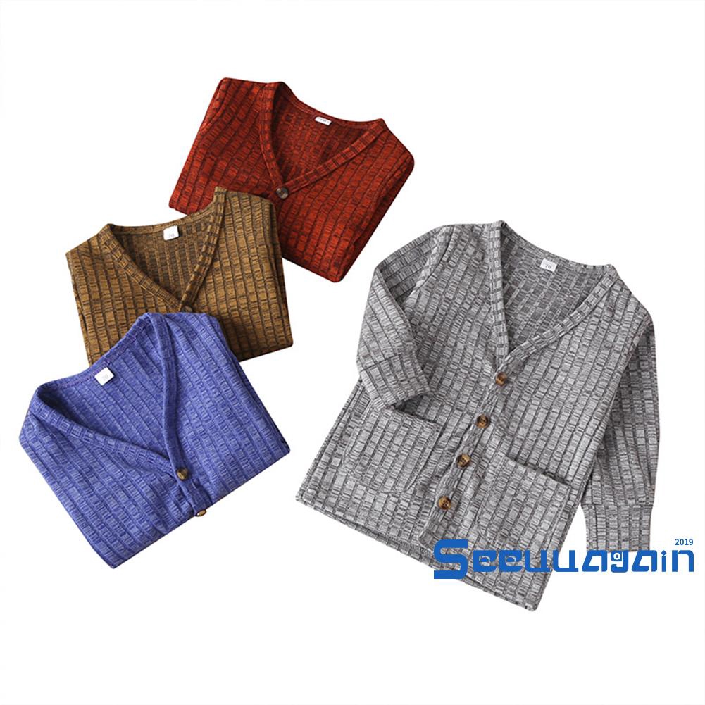 Áo Khoác Cardigan Dệt Kim Tay Dài Cho Bé