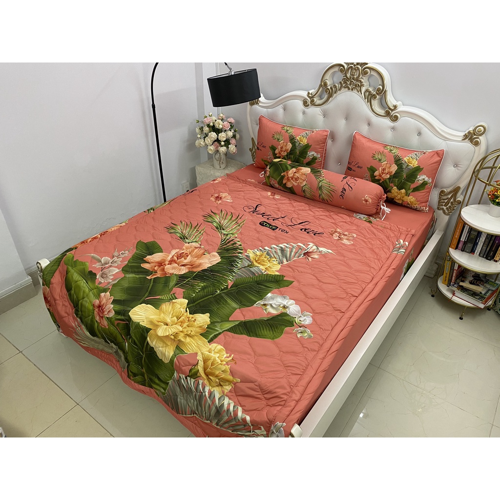 Bộ Drap mền  + áo gối  thun Ý 5D Cao Cấp , mát lạnh, thấm hút tốt.