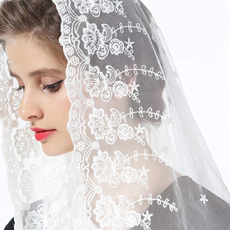 Khăn Trùm Đầu Phối Ren Hoa Phong Cách La Tinh Cho Cô Dâu