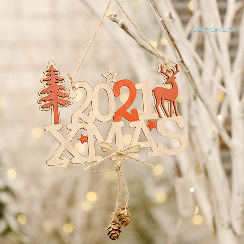 Phụ Kiện Treo Trang Trí Giáng Sinh Năm Mới 2021 Bằng Gỗ