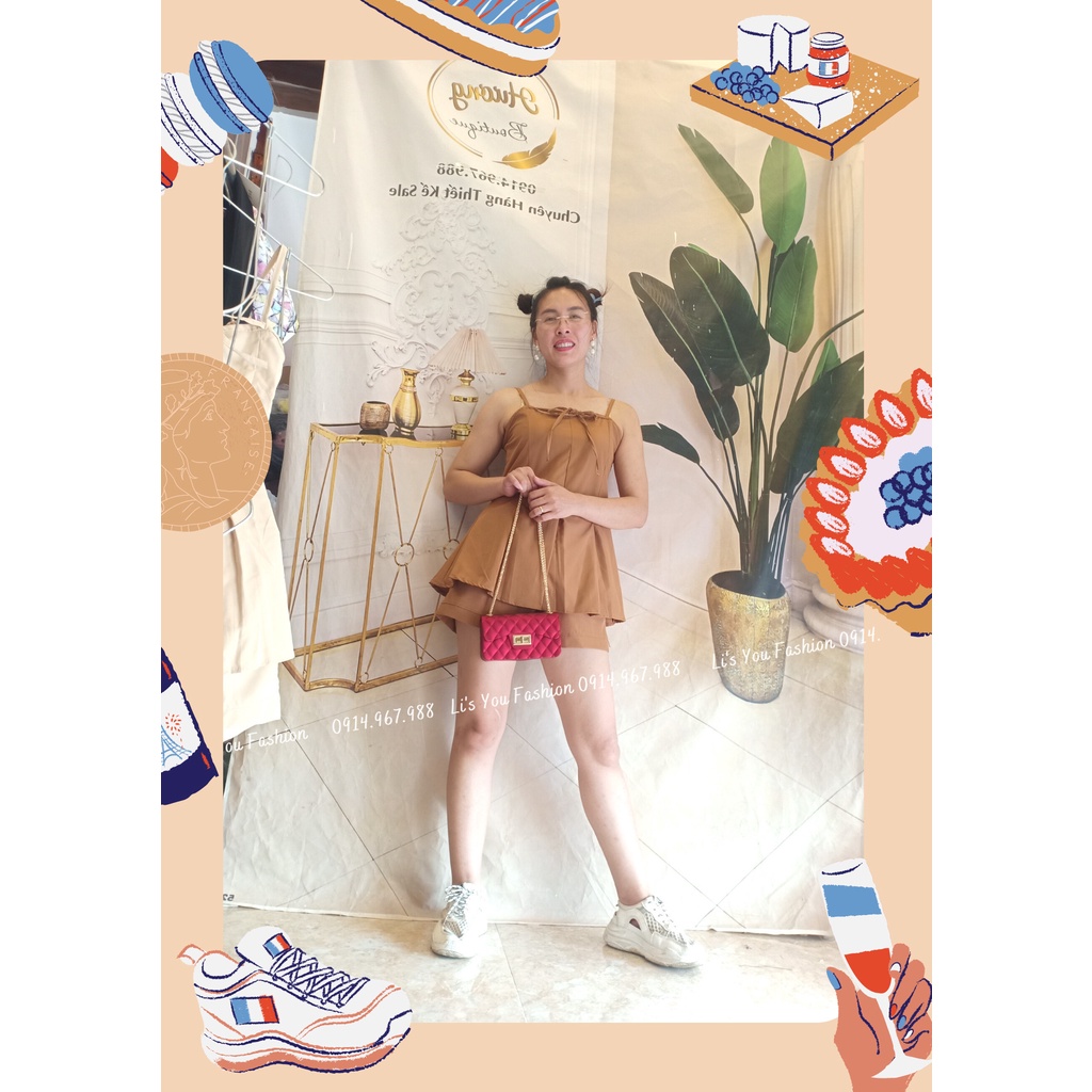 Set Đồ Nữ Đi Chơi, Set Bộ Áo Hai Dây Tiểu Thư