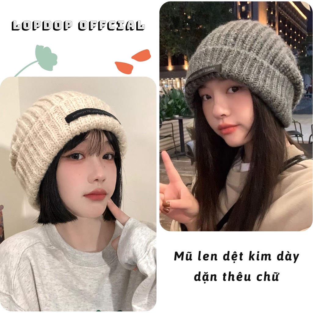 Mũ len dệt kim ấm áp phong cách Hàn Quốc
